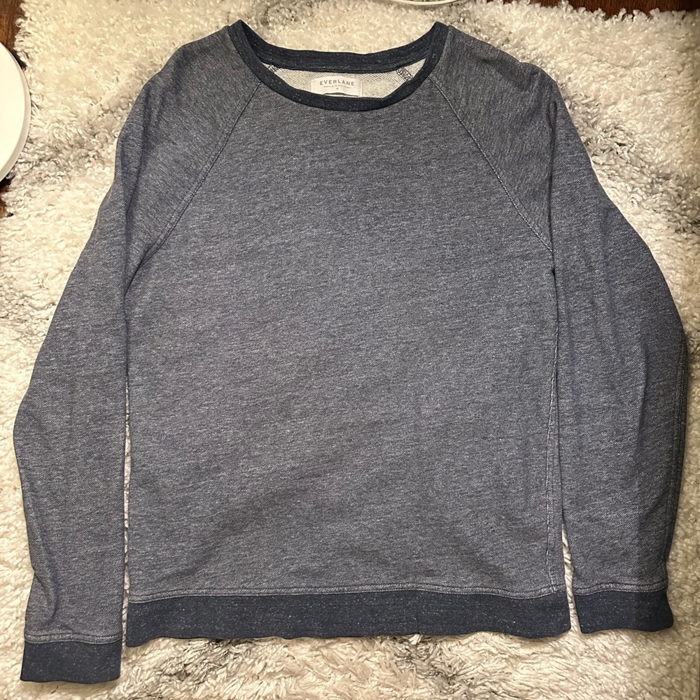 Everlane Heather Blue Crewneck Sweater | Organic Cotton | Size M | Vintage Feel